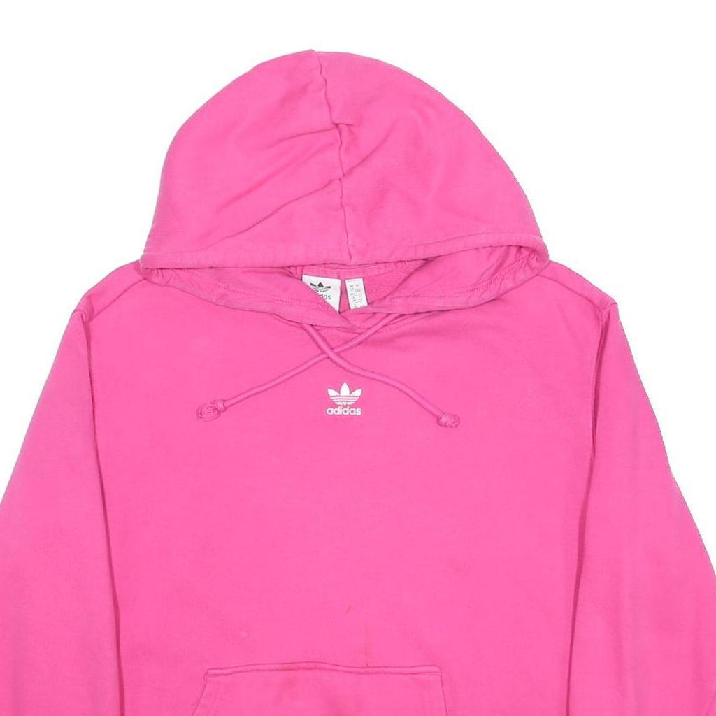 ADIDAS Womens Pink Hoodie UK 12 Cotton Blend Casual Pullover Drawstring Hood