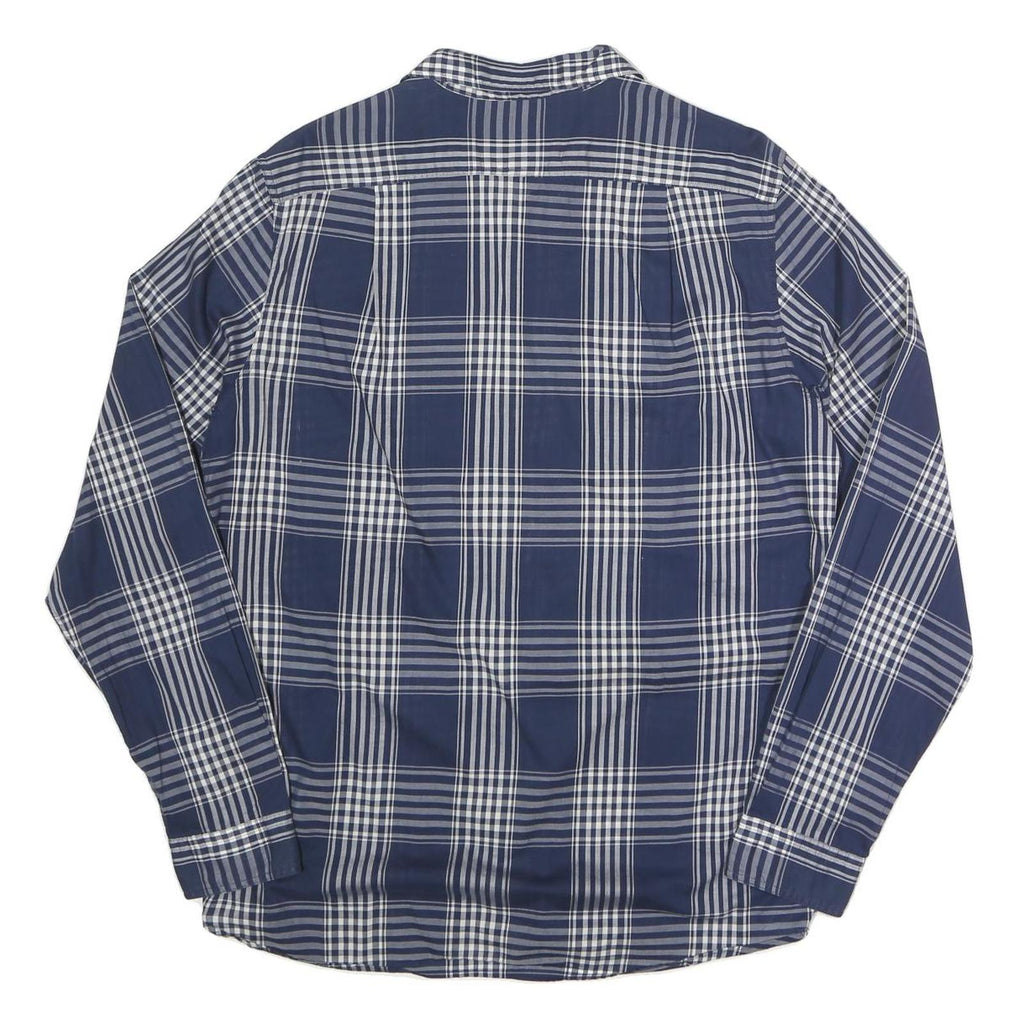 WOOLRICH Mens Blue & White Check Shirt L Lightweight Cotton Long Sleeve Casual