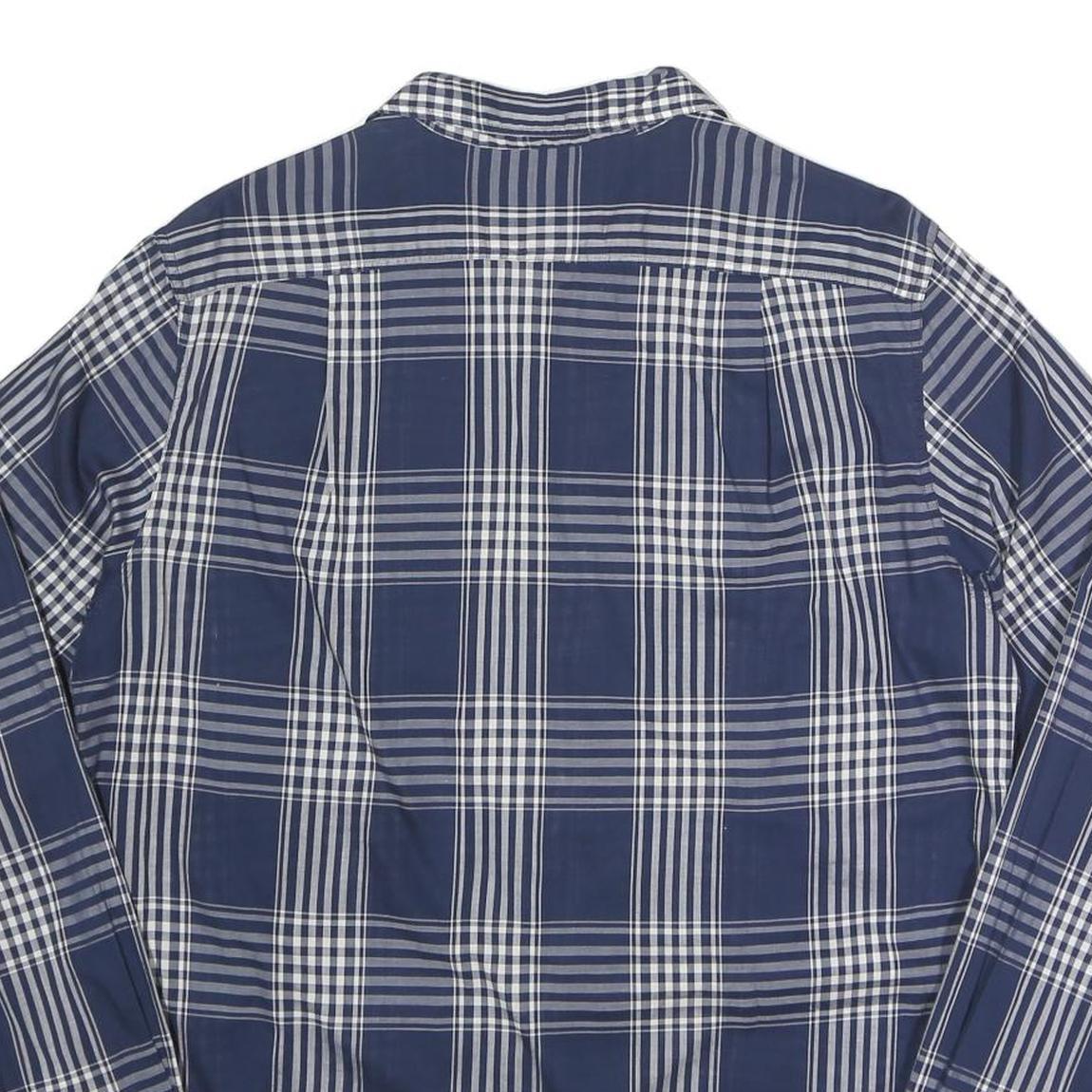 WOOLRICH Mens Blue & White Check Shirt L Lightweight Cotton Long Sleeve Casual