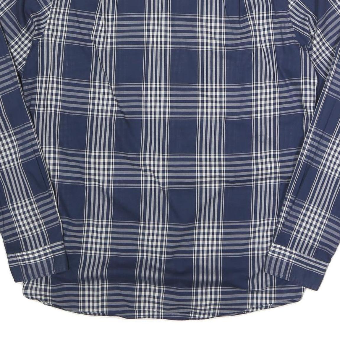 WOOLRICH Mens Blue & White Check Shirt L Lightweight Cotton Long Sleeve Casual