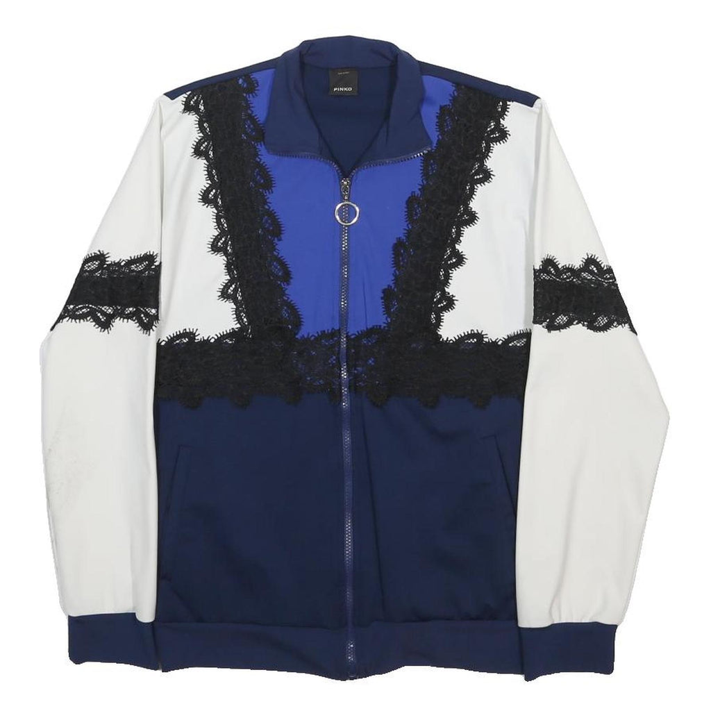 PINKO Womens Blue & White Lace Zip Jacket M Polyamide Blend Casual Sportswear
