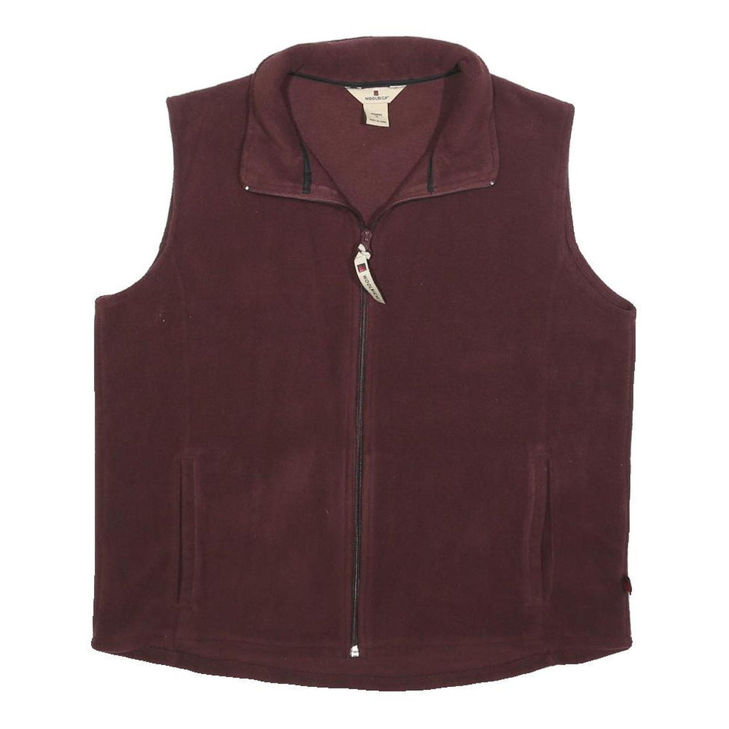 WOOLRICH Womens Maroon Fleece Jacket M Polyester Zip Outdoor Sleeveless Casual