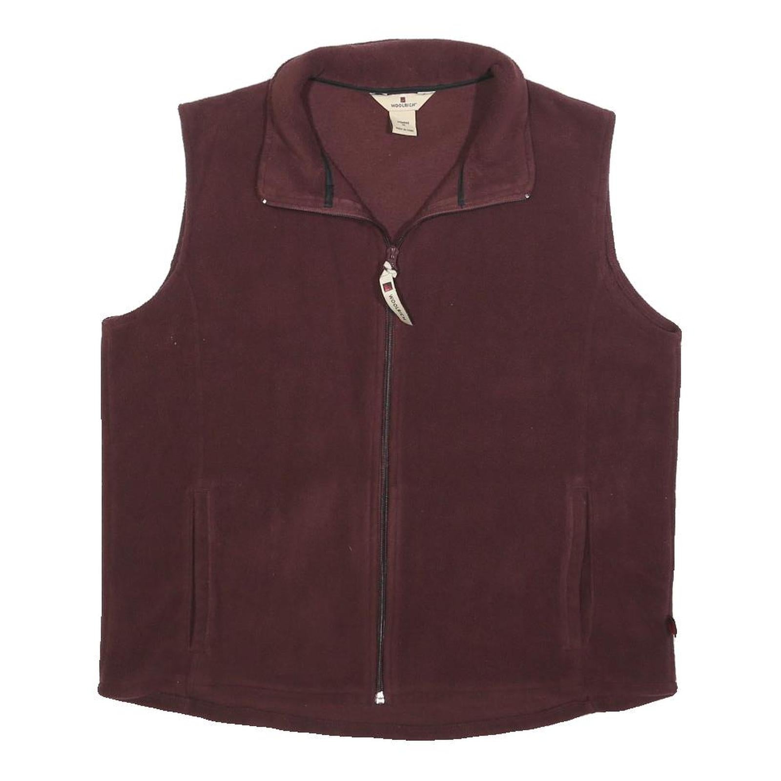 WOOLRICH Womens Maroon Fleece Jacket M Polyester Zip Outdoor Sleeveless Casual