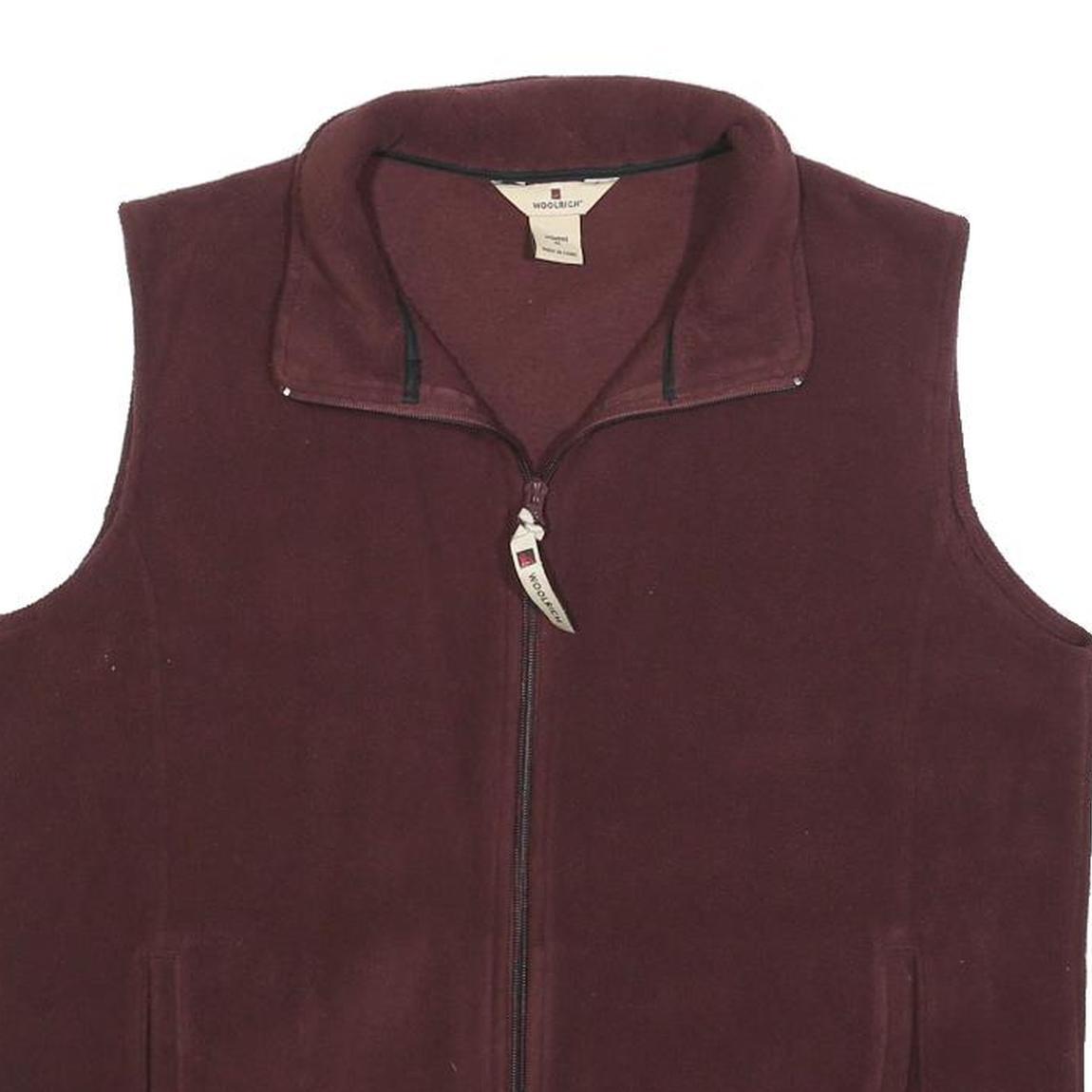 WOOLRICH Womens Maroon Fleece Jacket M Polyester Zip Outdoor Sleeveless Casual