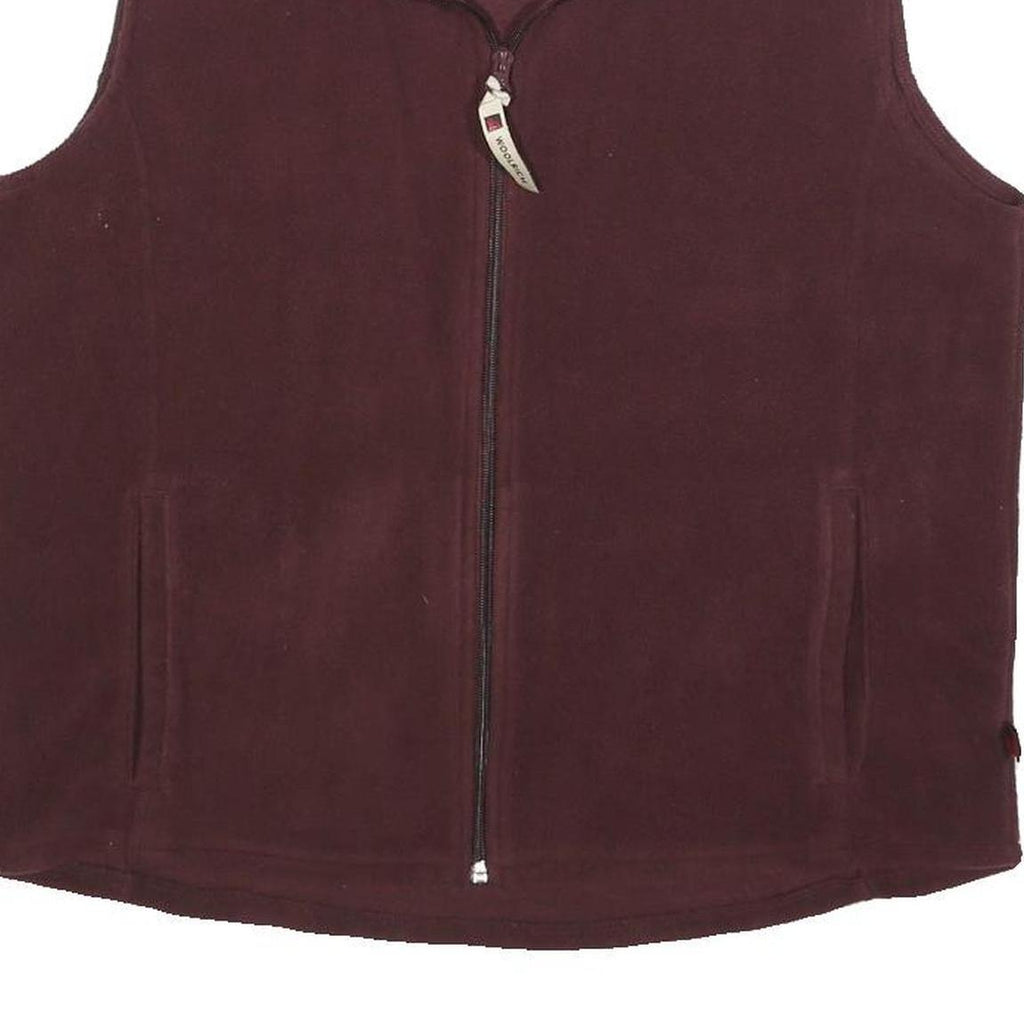 WOOLRICH Womens Maroon Fleece Jacket M Polyester Zip Outdoor Sleeveless Casual