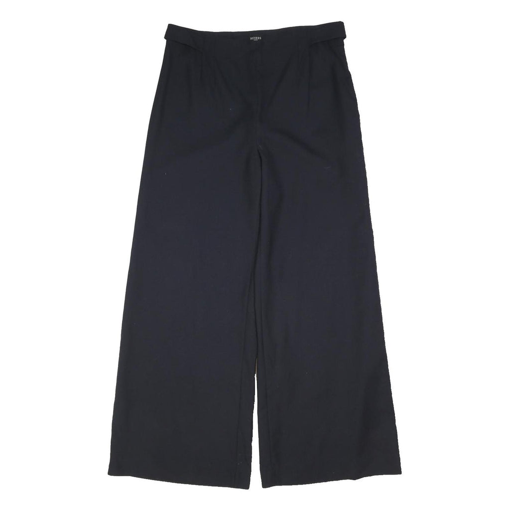 HOBBS LONDON Womens Wool Loose Wide Leg Black Trousers W35 L24 Elegant Comfort