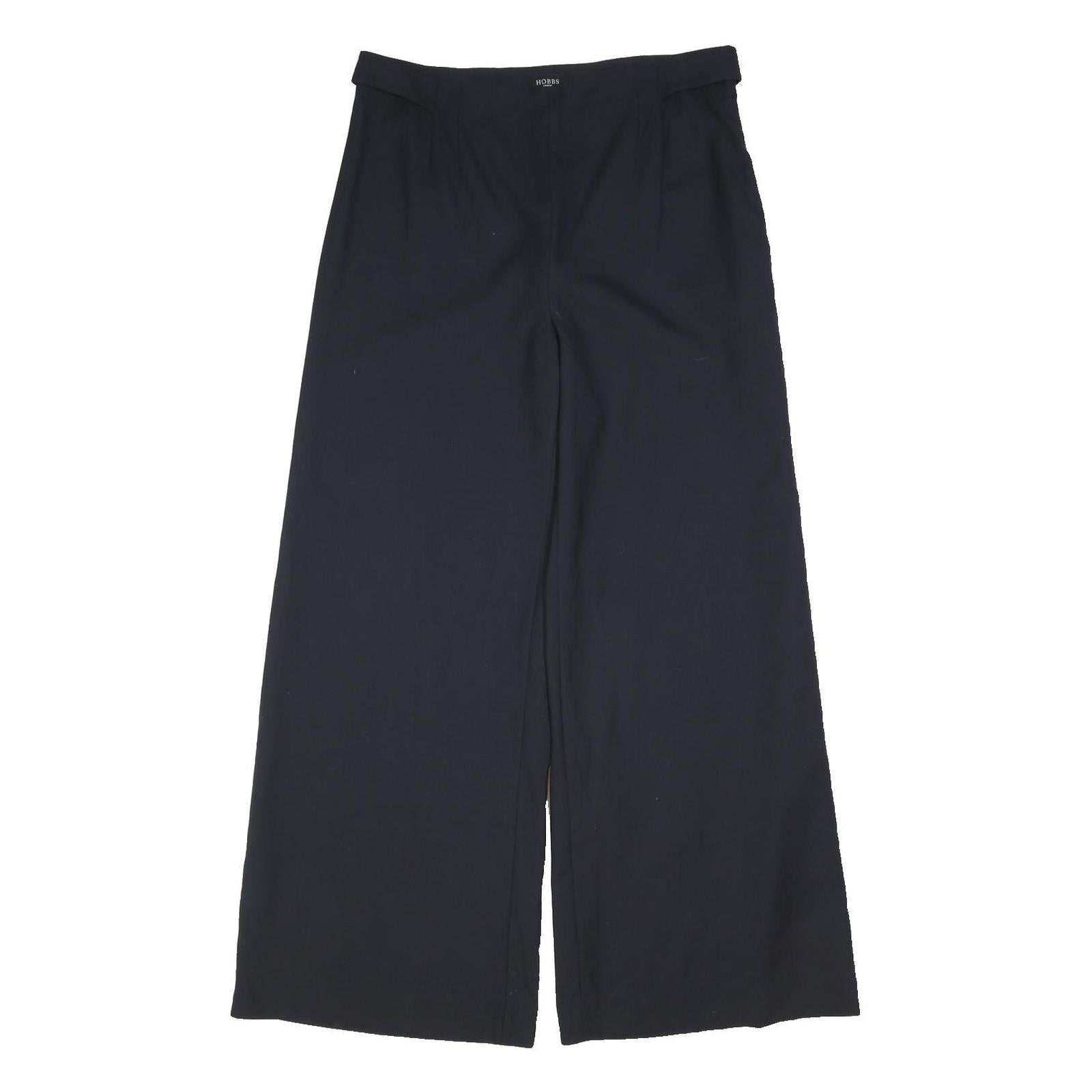 HOBBS LONDON Womens Wool Loose Wide Leg Black Trousers W35 L24 Elegant Comfort