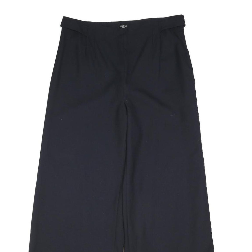 HOBBS LONDON Womens Wool Loose Wide Leg Black Trousers W35 L24 Elegant Comfort
