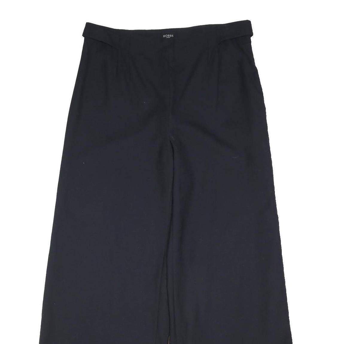HOBBS LONDON Womens Wool Loose Wide Leg Black Trousers W35 L24 Elegant Comfort