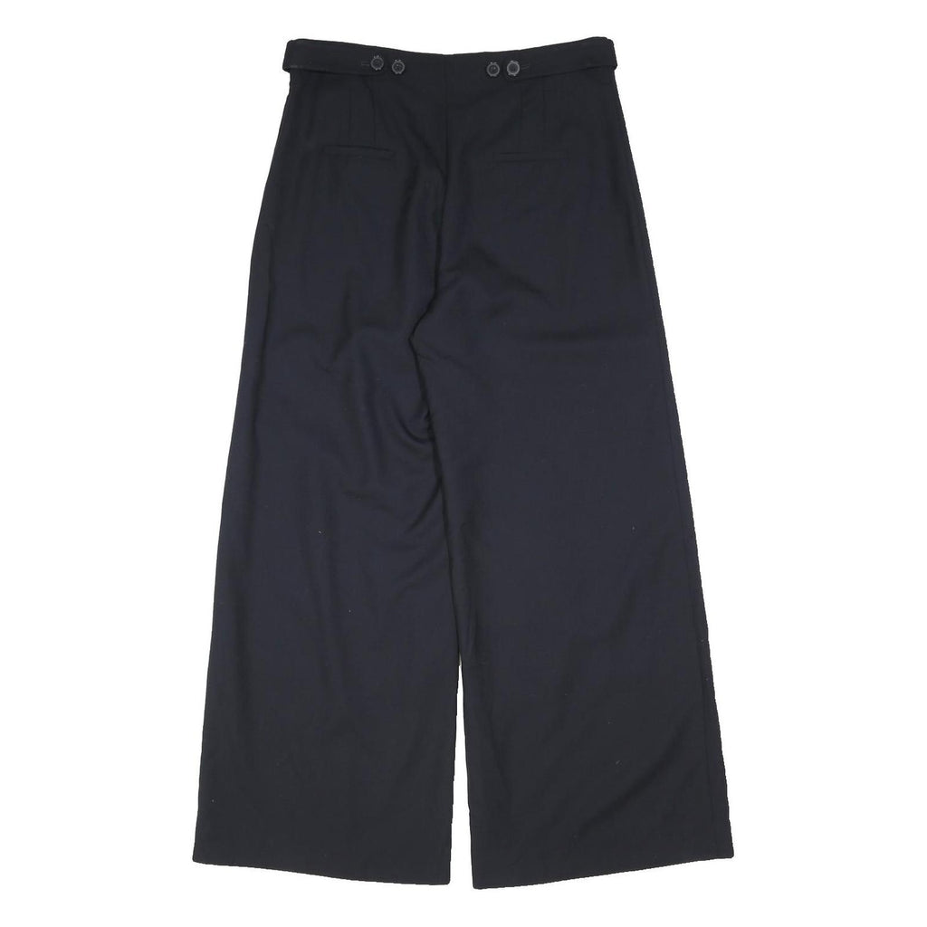 HOBBS LONDON Womens Wool Loose Wide Leg Black Trousers W35 L24 Elegant Comfort