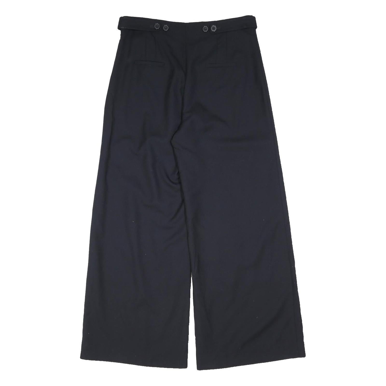 HOBBS LONDON Womens Wool Loose Wide Leg Black Trousers W35 L24 Elegant Comfort