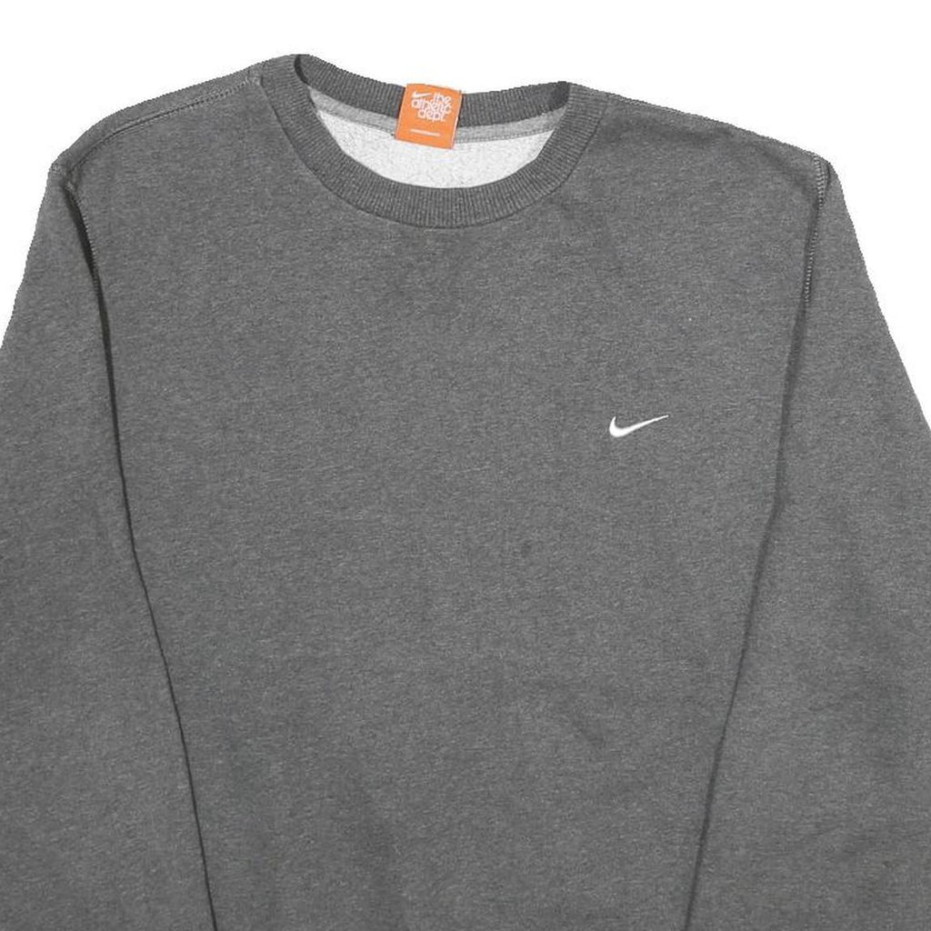 NIKE Mens Grey Cotton Blend Crew Neck L Sweatshirt Athletic Casual