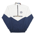 DIN MOE Mens White & Blue Naramata Centre Half Zip XL Cotton Blend Sweatshirt