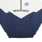 DIN MOE Mens White & Blue Naramata Centre Half Zip XL Cotton Blend Sweatshirt