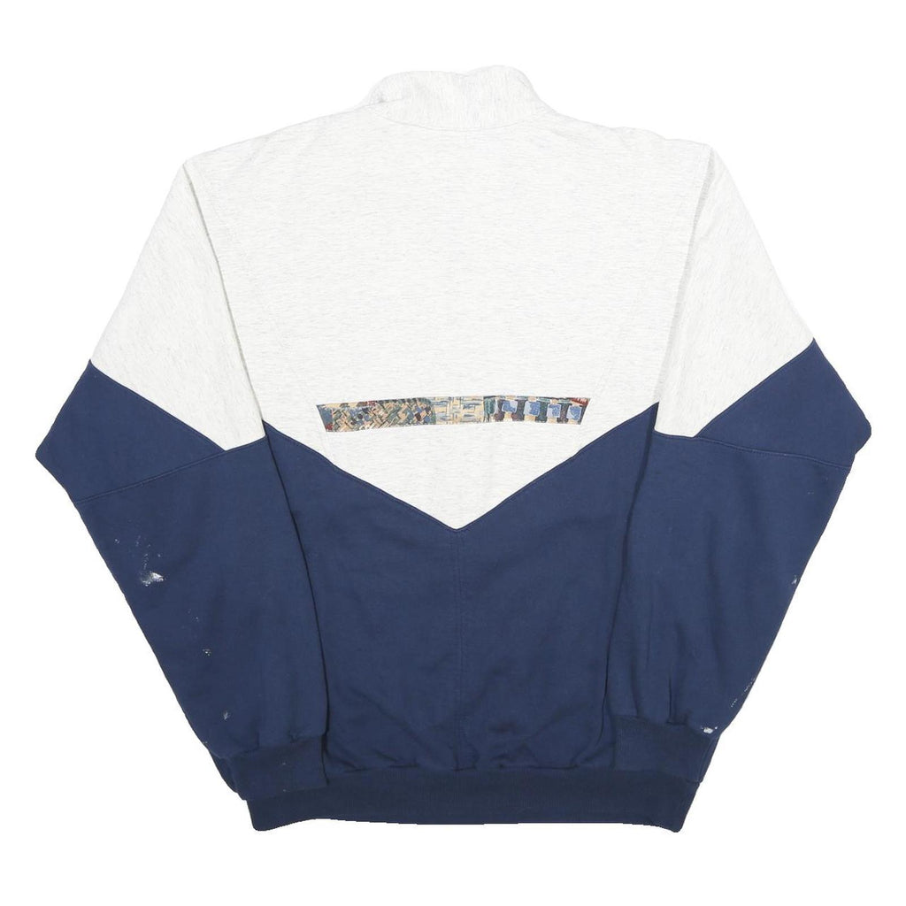 DIN MOE Mens White & Blue Naramata Centre Half Zip XL Cotton Blend Sweatshirt