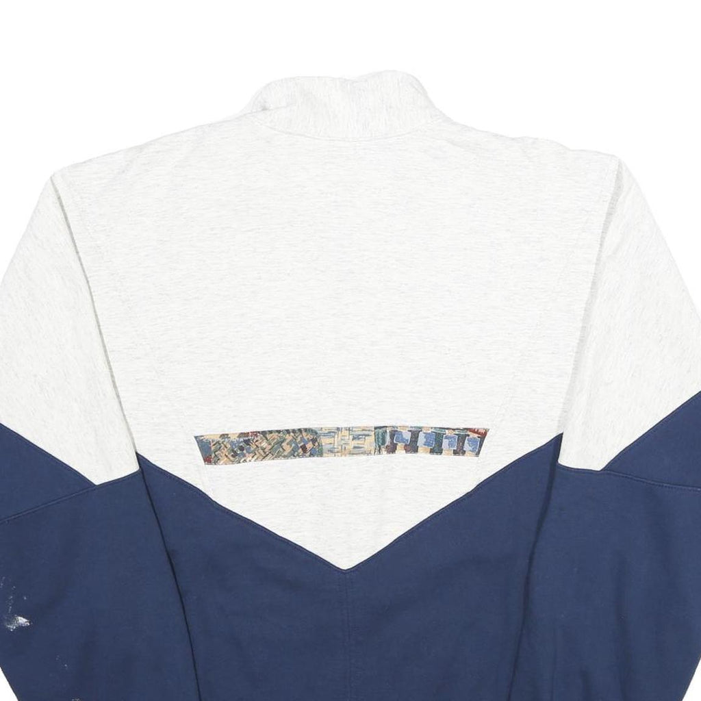DIN MOE Mens White & Blue Naramata Centre Half Zip XL Cotton Blend Sweatshirt