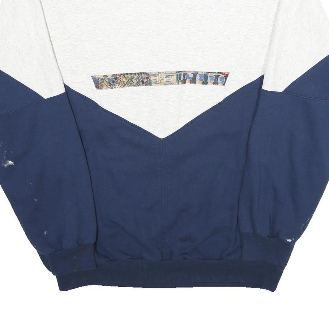 DIN MOE Mens White & Blue Naramata Centre Half Zip XL Cotton Blend Sweatshirt