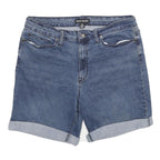 DKNY Womens Denim Blue Shorts UK 12 W32 Casual Cotton Blend Roll-Up Hem