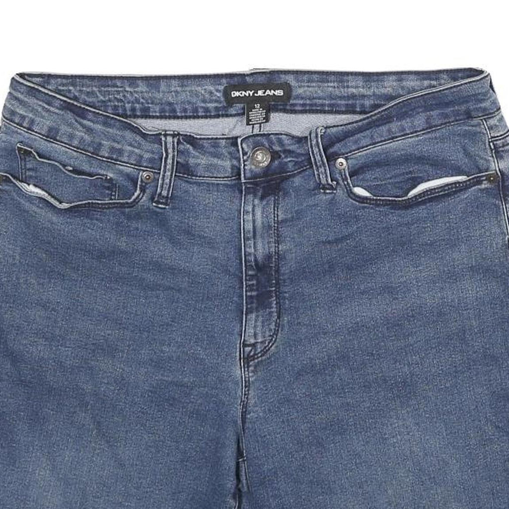 DKNY Womens Denim Blue Shorts UK 12 W32 Casual Cotton Blend Roll-Up Hem