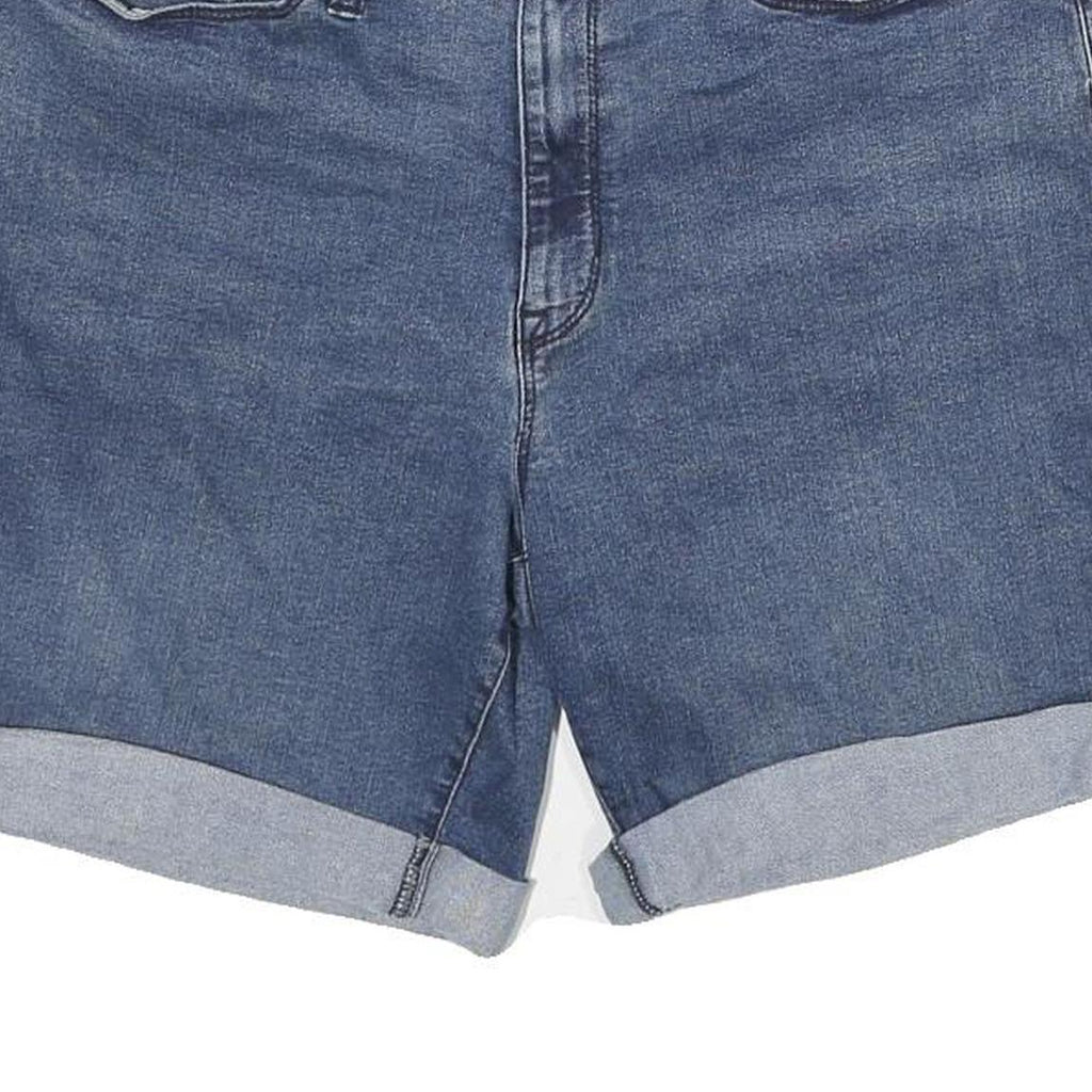 DKNY Womens Denim Blue Shorts UK 12 W32 Casual Cotton Blend Roll-Up Hem