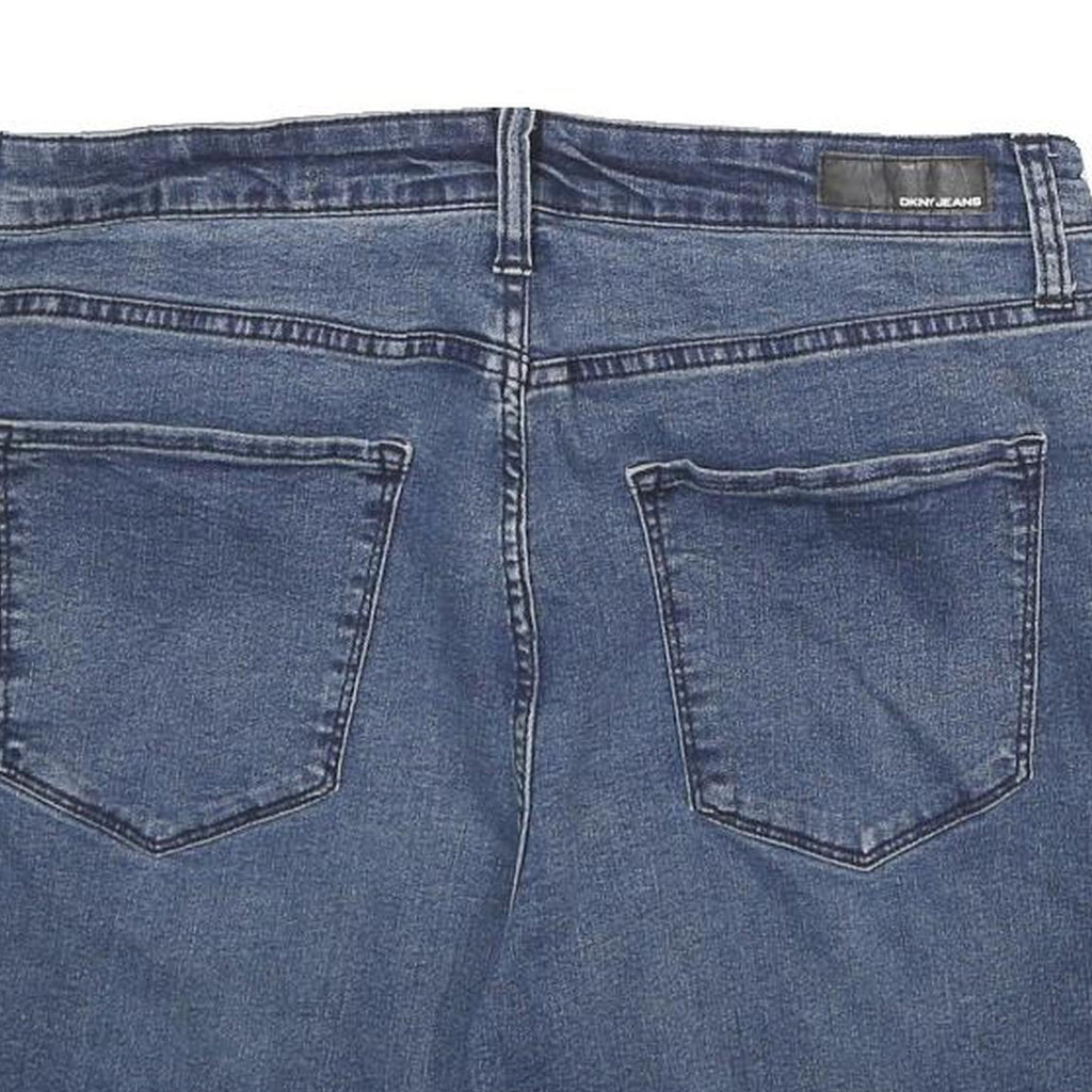 DKNY Womens Denim Blue Shorts UK 12 W32 Casual Cotton Blend Roll-Up Hem