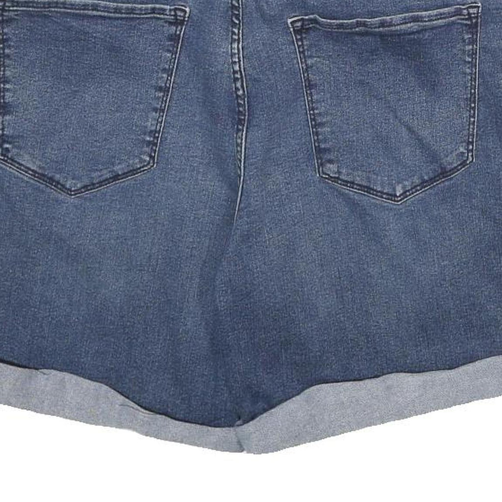 DKNY Womens Denim Blue Shorts UK 12 W32 Casual Cotton Blend Roll-Up Hem