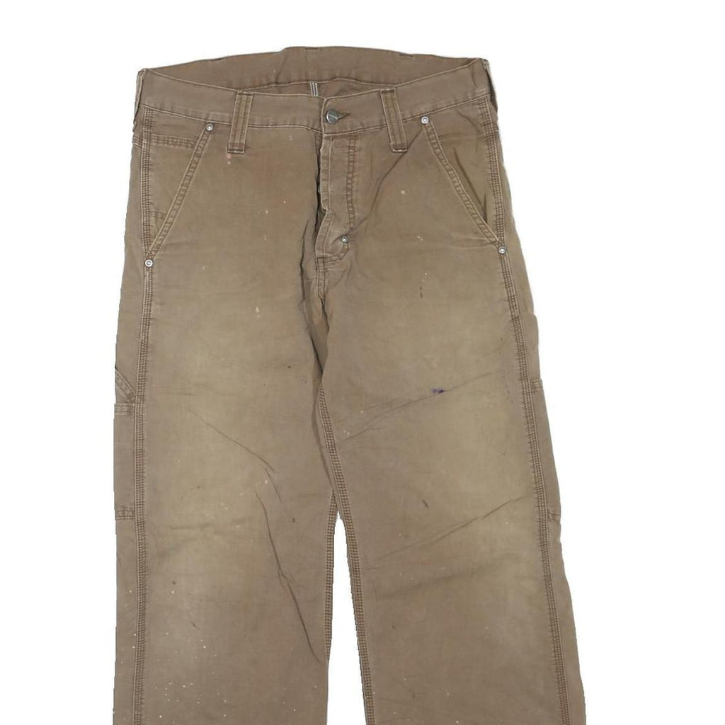 CARHARTT Mens Cotton Blend Beige Regular Straight Trousers W28 L29 Workwear