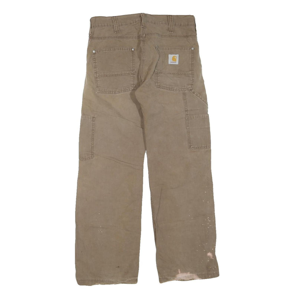 CARHARTT Mens Cotton Blend Beige Regular Straight Trousers W28 L29 Workwear