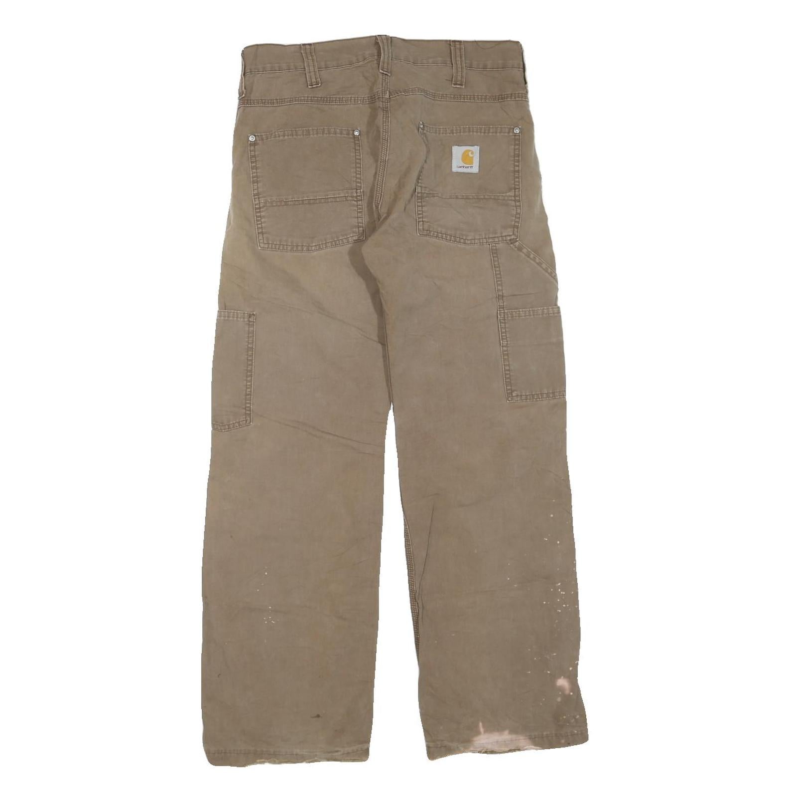 CARHARTT Mens Cotton Blend Beige Regular Straight Trousers W28 L29 Workwear