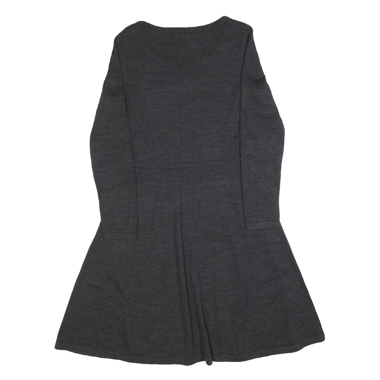 HOBBS LONDON Womens Grey Fit & Flare Wool Blend Knit Midi Dress UK 12 Sweater