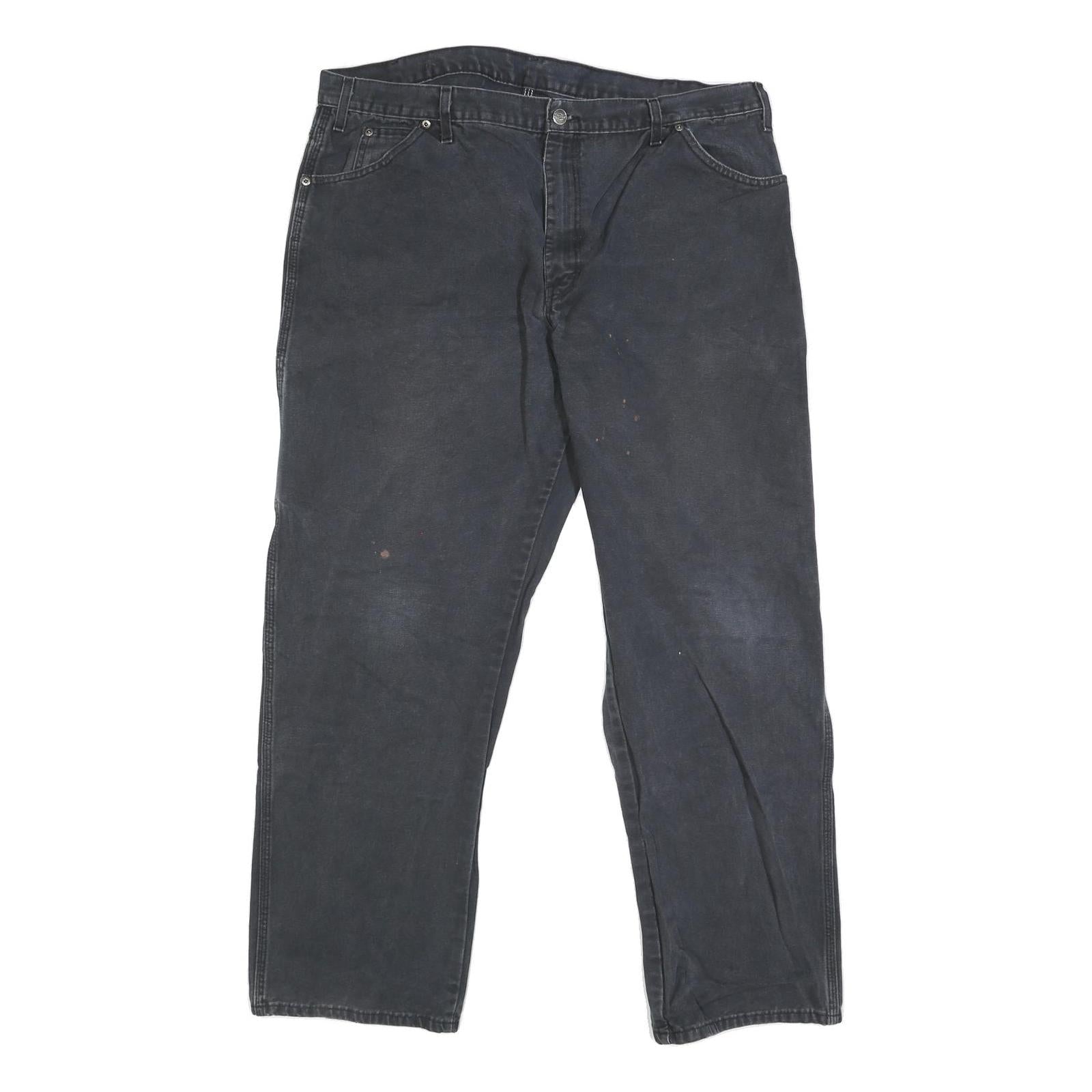 DICKIES Mens Regular Fit Black Denim Jeans W40 L30 Workwear Zip Closure