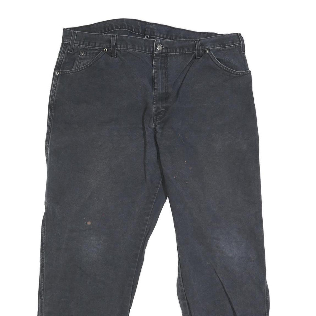 DICKIES Mens Regular Fit Black Denim Jeans W40 L30 Workwear Zip Closure