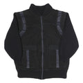 Mens Black Polyester Blend Zip Jacket S Ribbed Collar Rib Knit Pockets