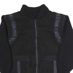 Mens Black Polyester Blend Zip Jacket S Ribbed Collar Rib Knit Pockets