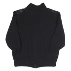 Mens Black Polyester Blend Zip Jacket S Ribbed Collar Rib Knit Pockets