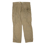 CARHARTT Mens Cotton Blend Beige Regular Straight Cargo Trousers W36 L32 Durable