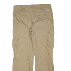 CARHARTT Mens Cotton Blend Beige Regular Straight Cargo Trousers W36 L32 Durable