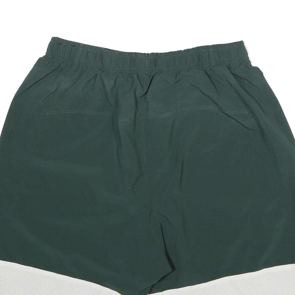 NIKE Mens Shorts Green & White Sports Casual S W24 Spartan Logo Polyester Blend