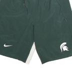 NIKE Mens Shorts Green & White Sports Casual S W24 Spartan Logo Polyester Blend