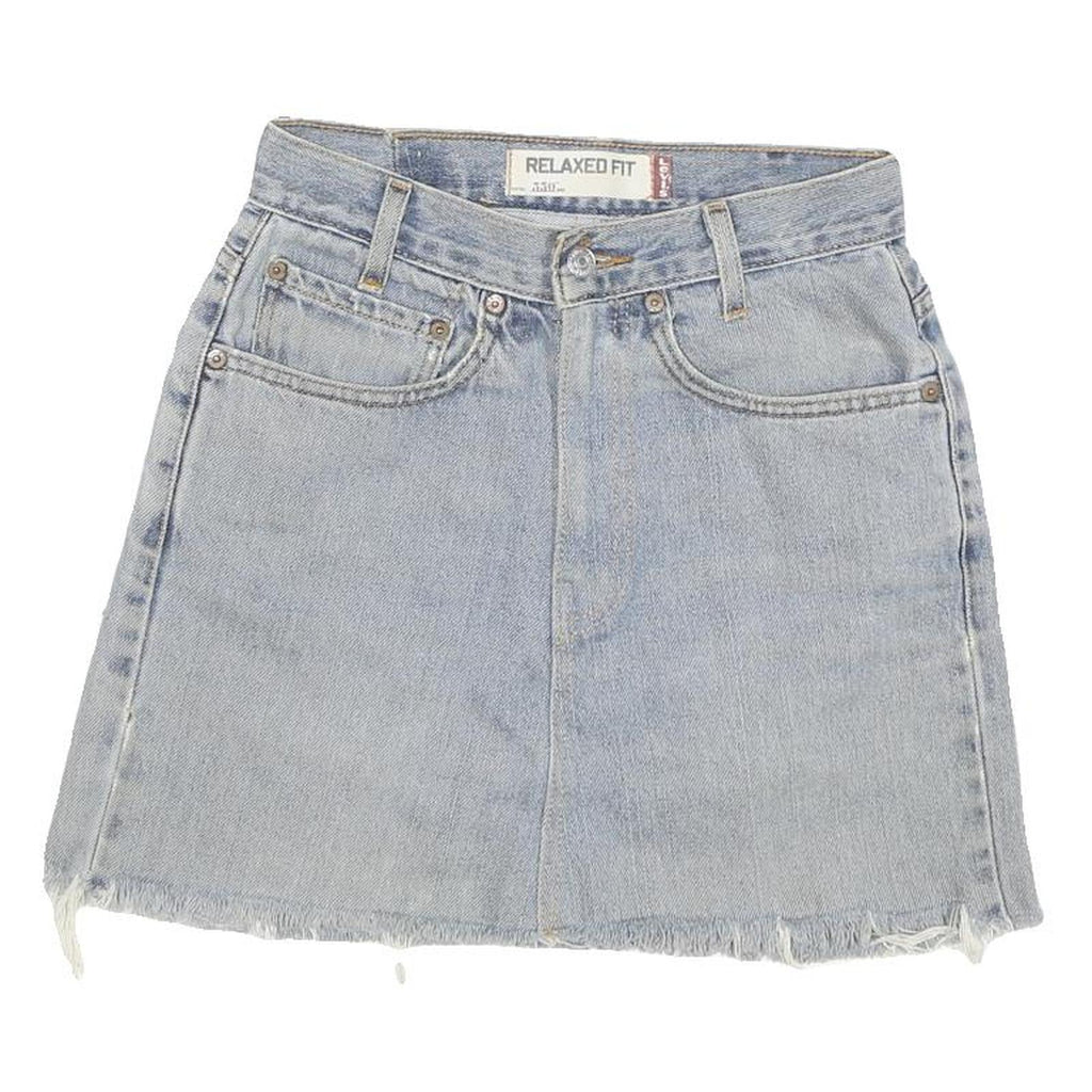LEVI'S Womens Blue Denim Mini Skirt Cotton Blend Relaxed Fit Casual M