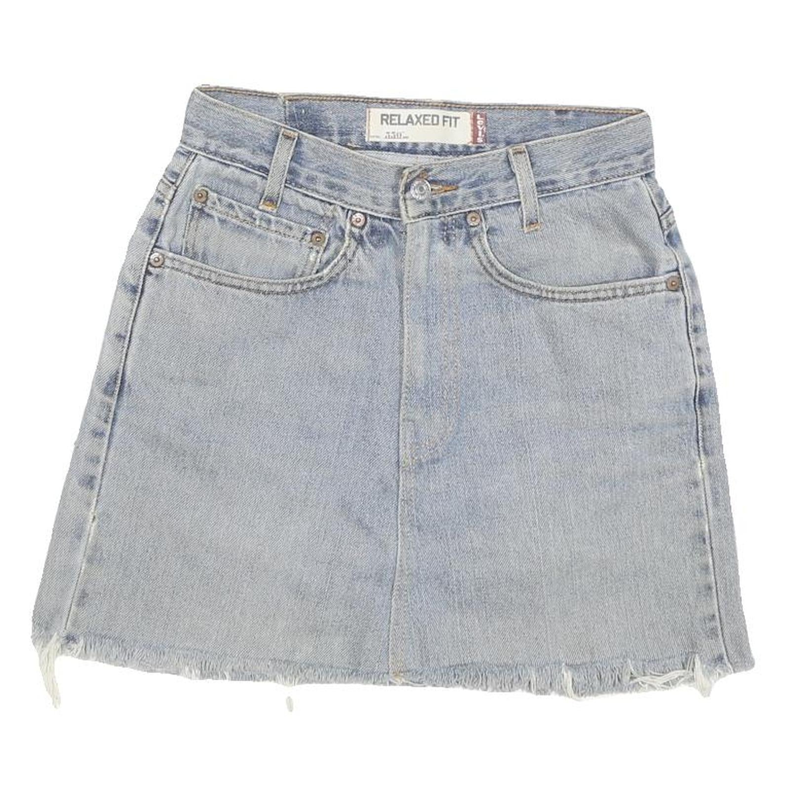 LEVI'S Womens Blue Denim Mini Skirt Cotton Blend Relaxed Fit Casual M