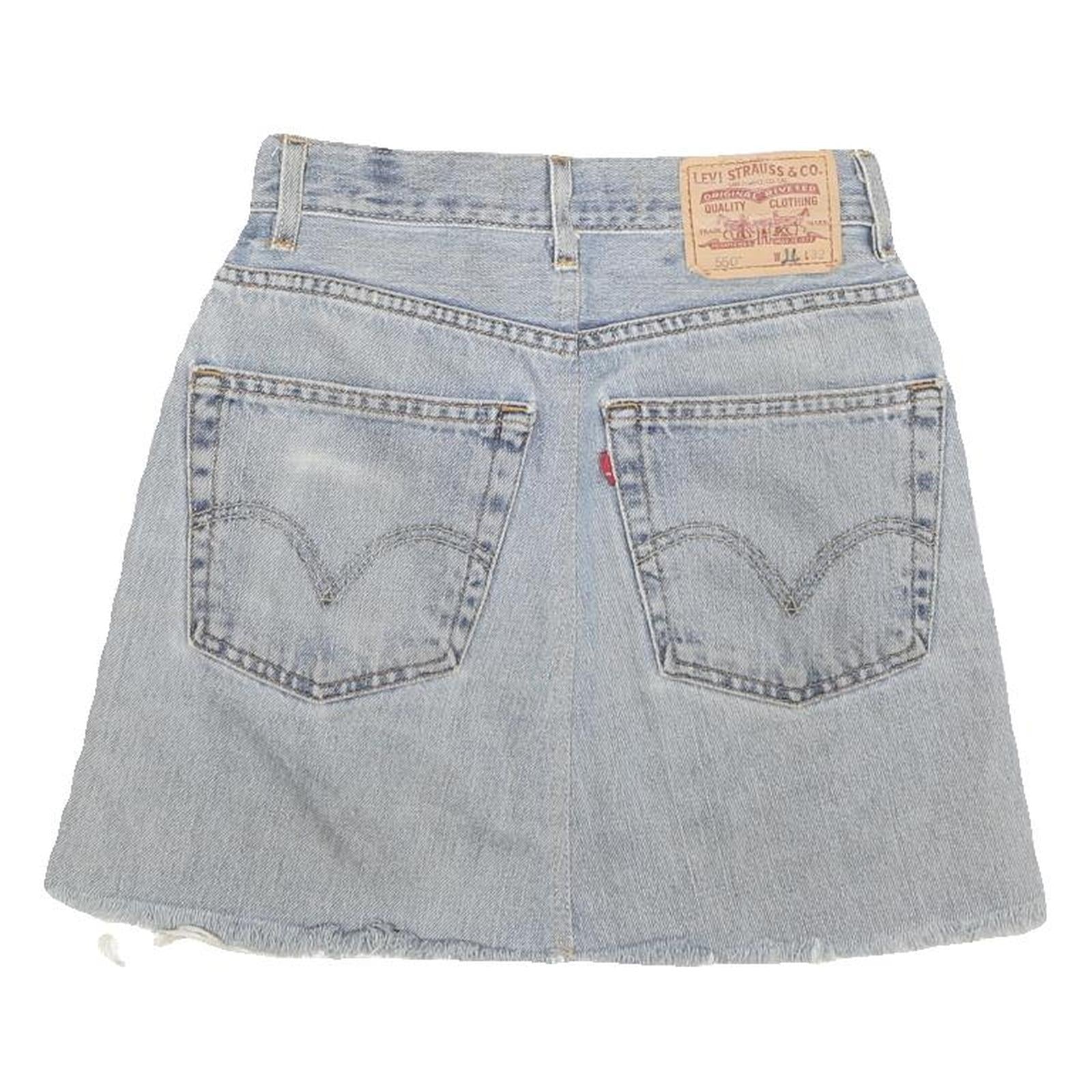 LEVI'S Womens Blue Denim Mini Skirt Cotton Blend Relaxed Fit Casual M