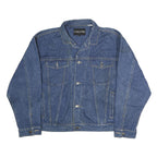 NO STRINGS ATTACHED Mens Blue Denim Jacket L Cotton Classic Button Closure