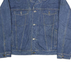 NO STRINGS ATTACHED Mens Blue Denim Jacket L Cotton Classic Button Closure