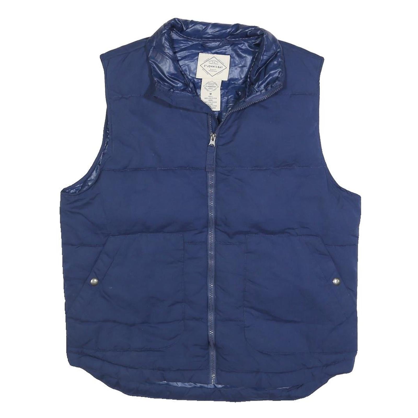 ST JOHNS BAY Womens Blue Puffer Jacket M Polyester Blend Zip Sleeveless