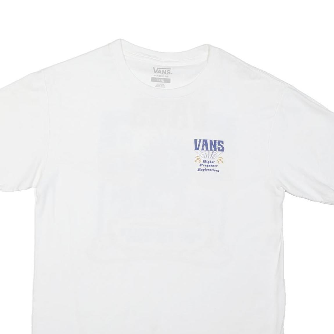 VANS Mens White Graphic T-Shirt S Short Sleeve Crew Neck Cotton Blend