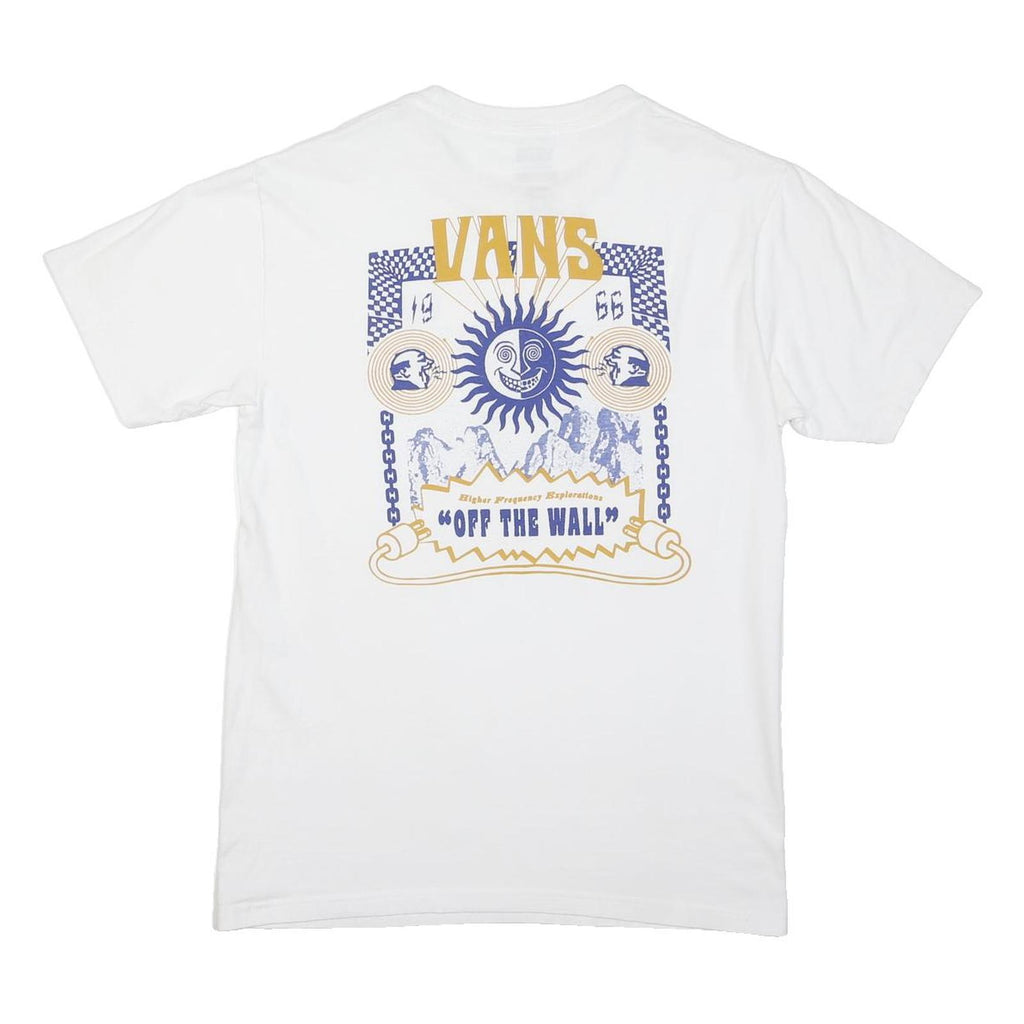 VANS Mens White Graphic T-Shirt S Short Sleeve Crew Neck Cotton Blend