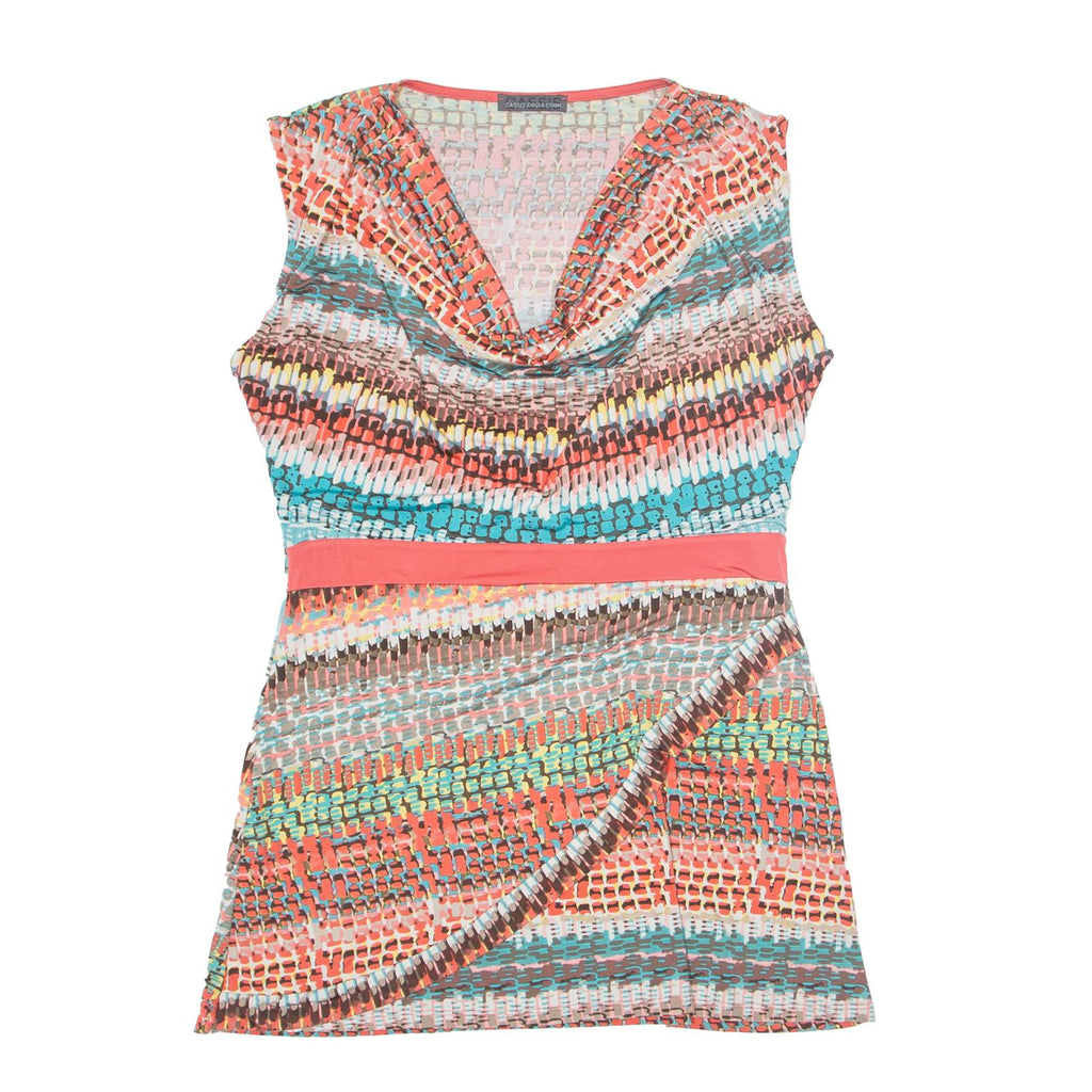 CASSIS COLLECTION Womens Mini Dress Pink Crazy Pattern Sleeveless Short M