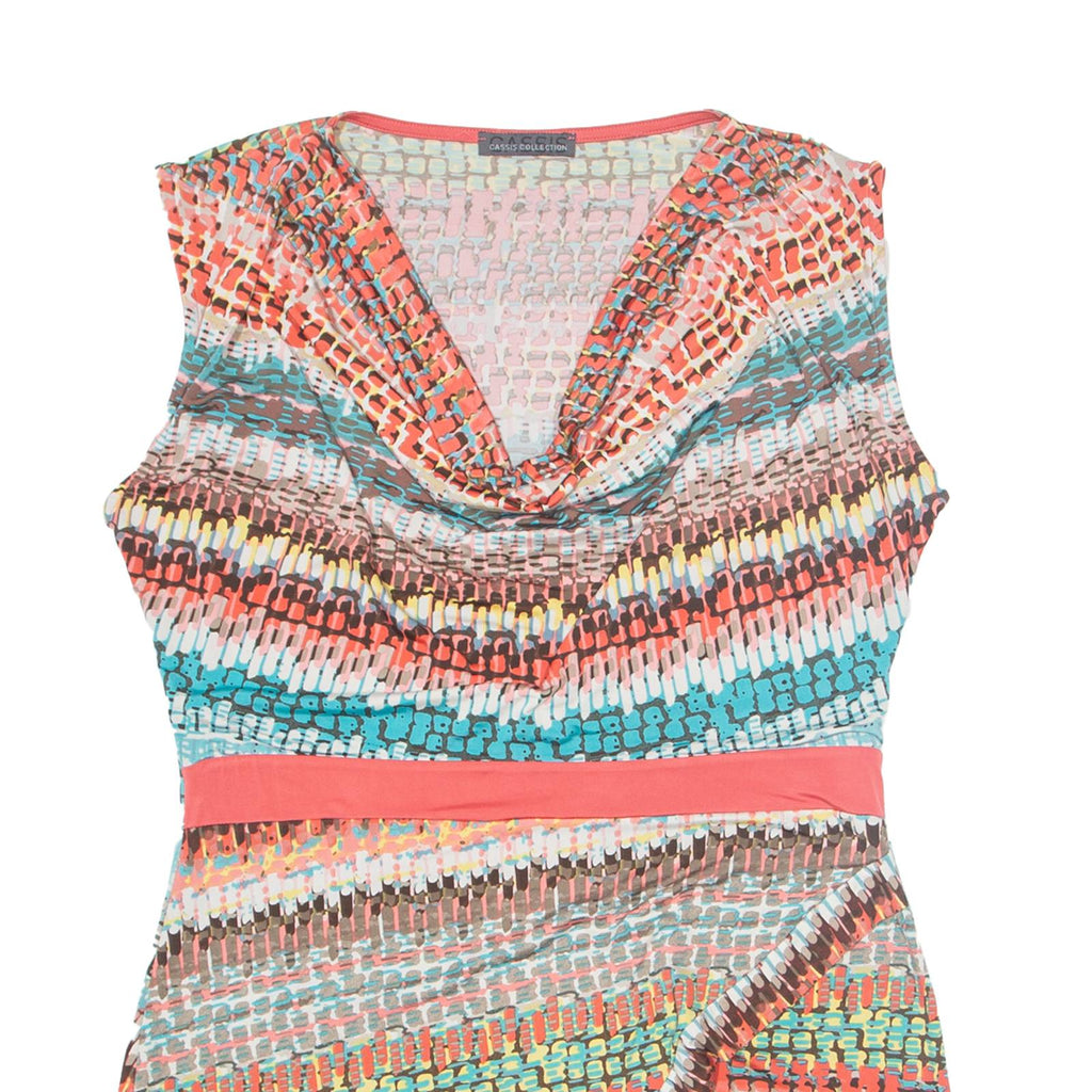 CASSIS COLLECTION Womens Mini Dress Pink Crazy Pattern Sleeveless Short M