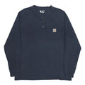 CARHARTT Mens Blue Loose Long Sleeve Henley Neck Logo Pocket L